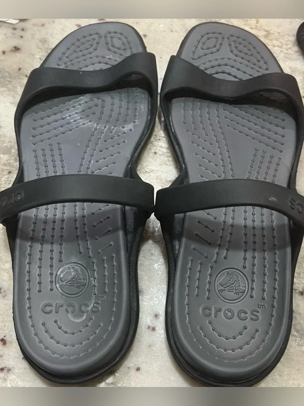 Crocs Women's Strappy Lightweight Slip On Sandals Black Synthetic Size 11 Cleo